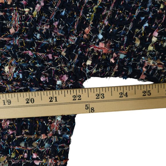 Original USA Open Front Cardigan Women S/M Sparkle Glitz Fringe Ribbon Weave NEW - Picture 3 of 16